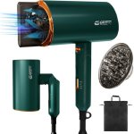 Sèche-cheveux Ionique Pliable de Voyage Dam Electronics 2200W 2 Températures 2 Vitesses Diffuseur Vert