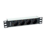 Régua de tomadas Equip 333311 4 Tomadas Basic Alumínio Preto Prata 1U Horizontal