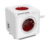 Steckdosenleiste POWERCUBE 4 Steckplätze Typ F 2 USB 1,5 m Rot Weiß