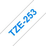 Nastro per stampanti di etichette Brother TZE-253 Blu su bianco 24 mm