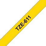 Band für Etikettendrucker Brother TZE-611 6 mm 8 m Schwarz auf gelb