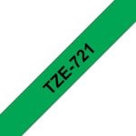 Band für Etikettendrucker Brother TZe-721 9mm Schwarz auf Grün 8m