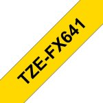 Cinta para impresora de etiquetas Brother TZE-FX641 18 mm x 8 m Negro sobre Amarillo