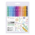 Pennarello Tombow TwinTone Pastels 12 pezzi doppia punta multicolore