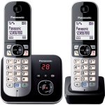 Telefone DECT Panasonic KX-TG6822GB Preto/Prateado 120 entradas Identificador de chamadas