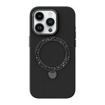 Funda para móvil Joyroom PN-15L4 Dancing Circle silicona negra con cristales para iPhone 15 Pro Max
