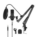 Micrófono Puluz PU612B USB unidireccional con filtro antipop y accesorios