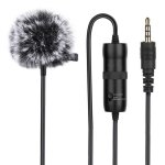 Microfone Puluz PU427 clip 3,5mm omnidirecional com cabo 6m e acessórios