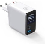 Ladegerät GaN 4smarts 100W Flex Screen AI Weiß 3 USB-A und USB-C Ports