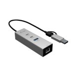 Hub i-tec 4 porte 5 Gbit/s USB-C/USB-A 2.5GLAN Metallo Argento