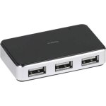 Hub Vivanco 4 Ports 480 Mbps USB 2.0 Modell VVITHUB2V4PORTS Schwarz Silber