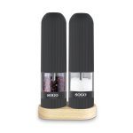 Moulin à épices électrique Sogo Noir avec base en bois