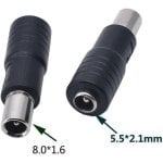 Adaptador DC 5,5x2,5 mm Hembra a RCA 8 mm Macho