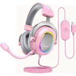 Casque Fifine USB câblé Surround virtuel Over Ear Gaming Rose