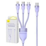 Cavo USB Baseus Flash Series 2 3 in 1 USB-C + micro USB + Lightning 100W 1,5m viola