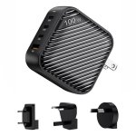 Cargador INVZI GanHub 3x USB-C + USB 100W Negro con Adaptadores Viaje