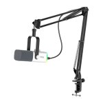 Micrófono Fifine AM8TW USB/XLR cardioide con brazo y RGB blanco