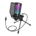 Microfone Fifine A6V USB cardioide com iluminação RGB e mute tátil