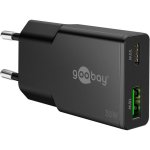 Cargador Dual USB-C et USB-A 30W GaN Noir Goobay
