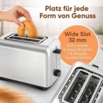 Grille-pain Clatronic TA 3822 2 fentes larges 850 W inox