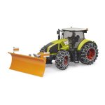 Tractor BRUDER Claas Axion 950 con Cadenas para Nieve y Pala Quitanieves