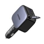 Zigarettenanzünder-Ladegerät mit ziehbarem Kabel Ugreen 60W 2x USB-C und 1x USB-A grau