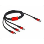 Cavo di ricarica USB 3 in 1 DeLOCK USB Type-C a 3 x USB Type-C 1 m nero/rosso