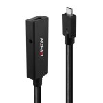 Cable alargador USB-C Lindy 43364 5 m USB 3.2 Gen 2 10 Gbit/s Negro