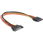 Verlängerungskabel DeLOCK SATA 15 Pins Stecker zu Buchse 0,3 m mehrfarbig