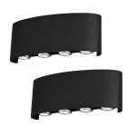 Aplique LED Autrucker 2 unités Noir IP65 3000K Aluminium