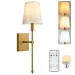 Aplique Pared Autrucker Mando 3 Couleurs Réglable Écran Tissu Blanc Base E27