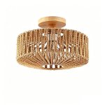Lampe suspendue en rotin tissé à la main Autrucker style boho E27