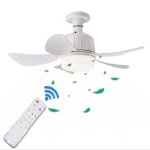 Deckenventilator mit Licht Autrucker 3 Stufen 5 Flügel Fernbedienung 3 Lichtfarben E27