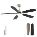 Ventilatore da Soffitto con Luce Rolipo 18W LED 132cm 6 Velocità Motore DC Telecomando Nero
