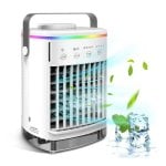 Mini Ventilador Evaporativo de Sobremesa Autrucker 4 Velocidades 700 ml LED 7 Colores Oscilación USB