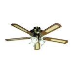 Ventilador de Techo con Luz FARELEK Baleares 132 cm 3 Velocidades Reversible 5 Aspas Efecto Nogal