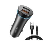 Cargador De Coche Joyroom De 30 W Con Doble Puerto Qc3.0 Y Cable Usb-a A Usb-c - Negro
