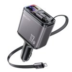 Cargador De Coche Yesido 4 En 1 Usb-c/usb-a Con Cables Usb-c/lightning 117w - Negro
