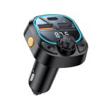 Carregador Automóvel Yesido Transmissor Bluetooth FM 2x USB-A 1x USB-C Preto