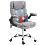 Silla de oficina ergonómica Rolipo con masaje y calefacción, altura ajustable y función de balanceo gris