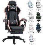 Silla Gaming Rolipo Cuero PU Reclinable 135° Reposacabezas y Reposapiés Negro y Rosa