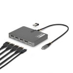 Adaptador USB-C StarTech.com QUAD-USB-DP-ADAPT 4x DisplayPort 4K 60Hz + USB-A 2.0 + PD 140W