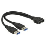 Cable Adaptador USB DeLOCK 0,25 m USB 3.2 Gen 1 a 2x USB-A Macho/Macho Negro