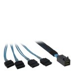 Cable Inter-Tech SFF 8643 a 4x SATA de 0,5 m, Negro/Azul