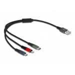 Cavo di ricarica USB 3 in 1 Delock Tipo-A a Lightning/Micro USB/USB Type-C 30 cm