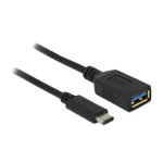 Adaptador USB DeLOCK 0,15 m USB 3.2 Gen 2 USB-C a USB-A Negro