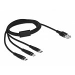 Cavo di ricarica USB 3 in 1 Delock Tipo-A a Lightning/Micro USB/USB Type-C 1 m nero