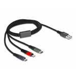 Delock USB 3-in-1-Ladekabel Typ-A zu Lightning/Micro USB/USB Type-C 1 m