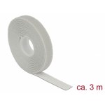 Klettverschluss-Band DeLOCK 18275 Grau 13 mm 3 m