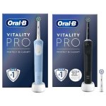 Oral-B Vitality Pro Pack de Cepillos de Dientes Eléctricos Recargables Azul y Negro + Cabezal Extra
